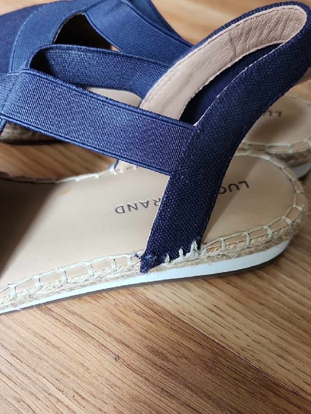 Lucky Brand Navy Canvas Espadrille Slingbacks with Crisscross Straps - Picture 5 of 9